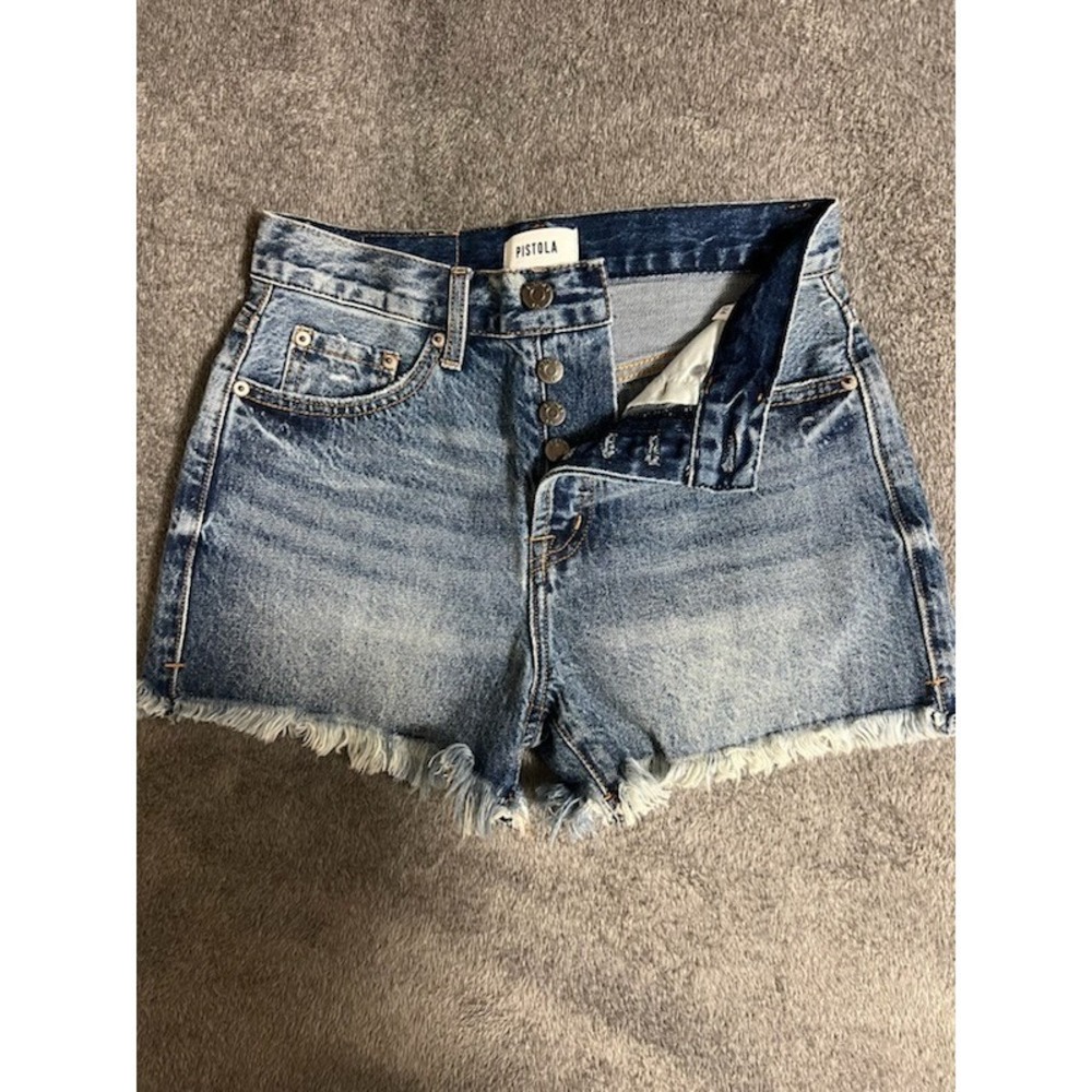 Anthropologie Pistola Women's Distressed Button Fly Denim Shorts Size 24